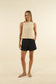 Humidity Ivy Mid-Thigh Denim Short Dark Blue | Women's Shorts | Gretel Lane