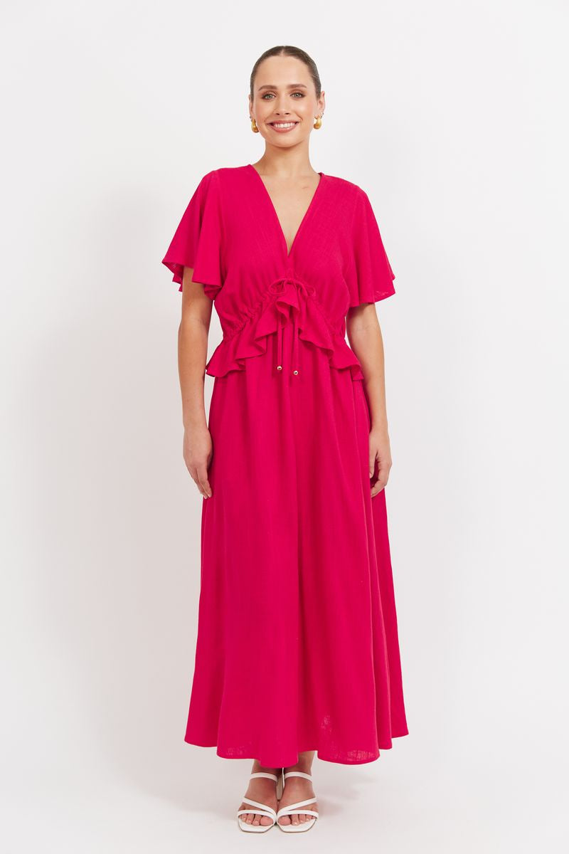 Jardin Frill Maxi Dress (Garnet)