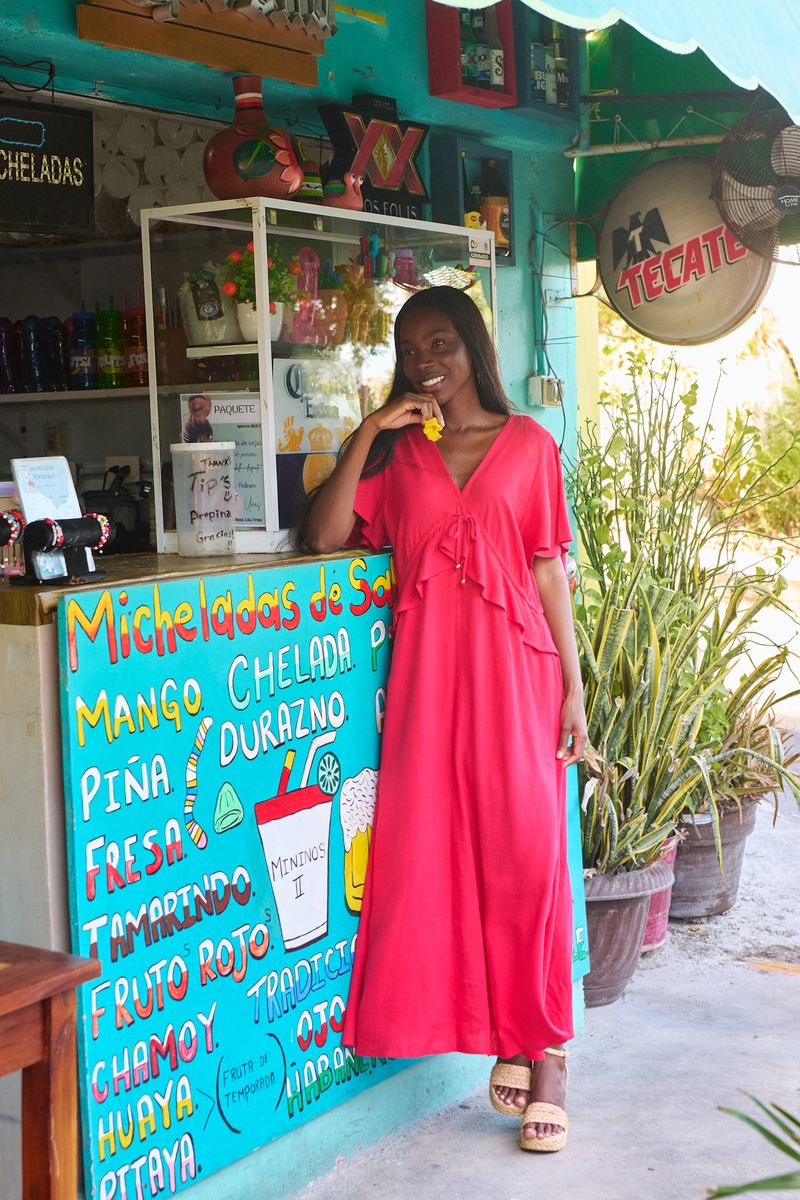 Jardin Frill Maxi Dress (Garnet)