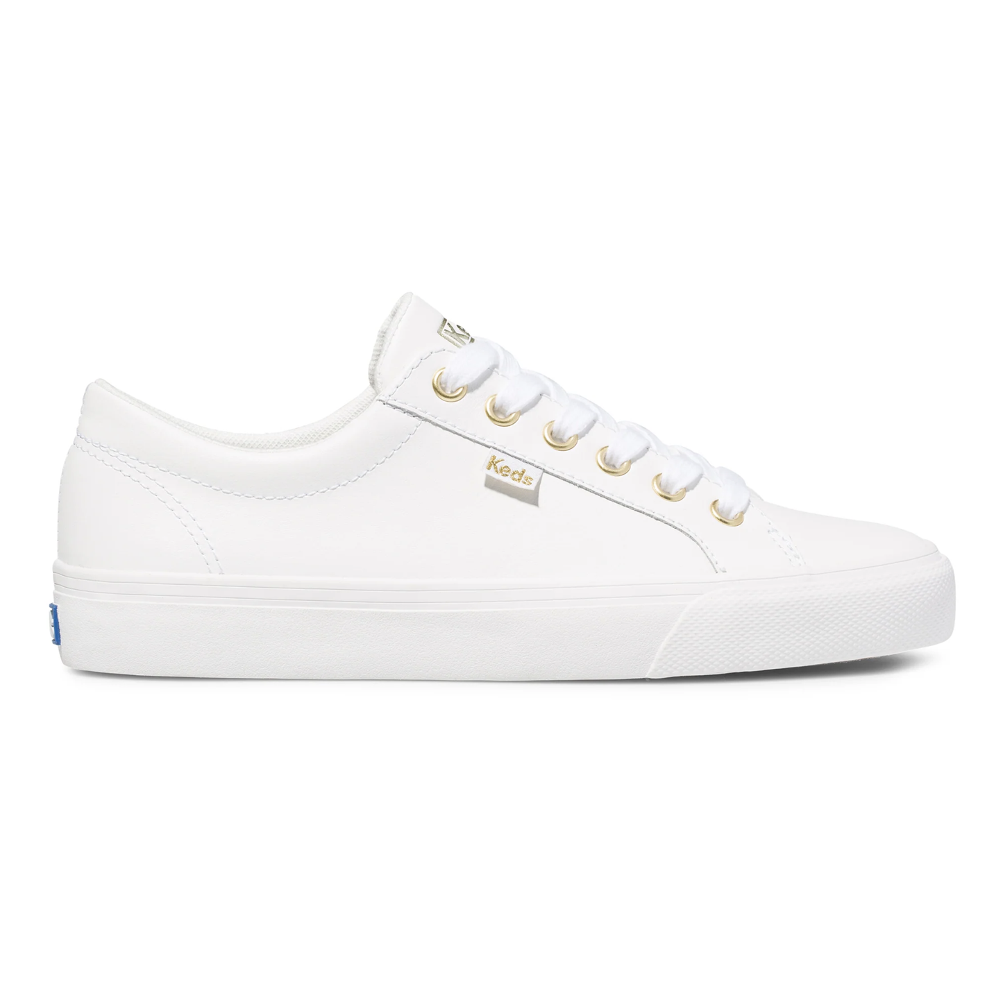 KEDS Jump Kick Leather Lace Up Sneaker White with Gold | Women's Footwear | Gretel Lane