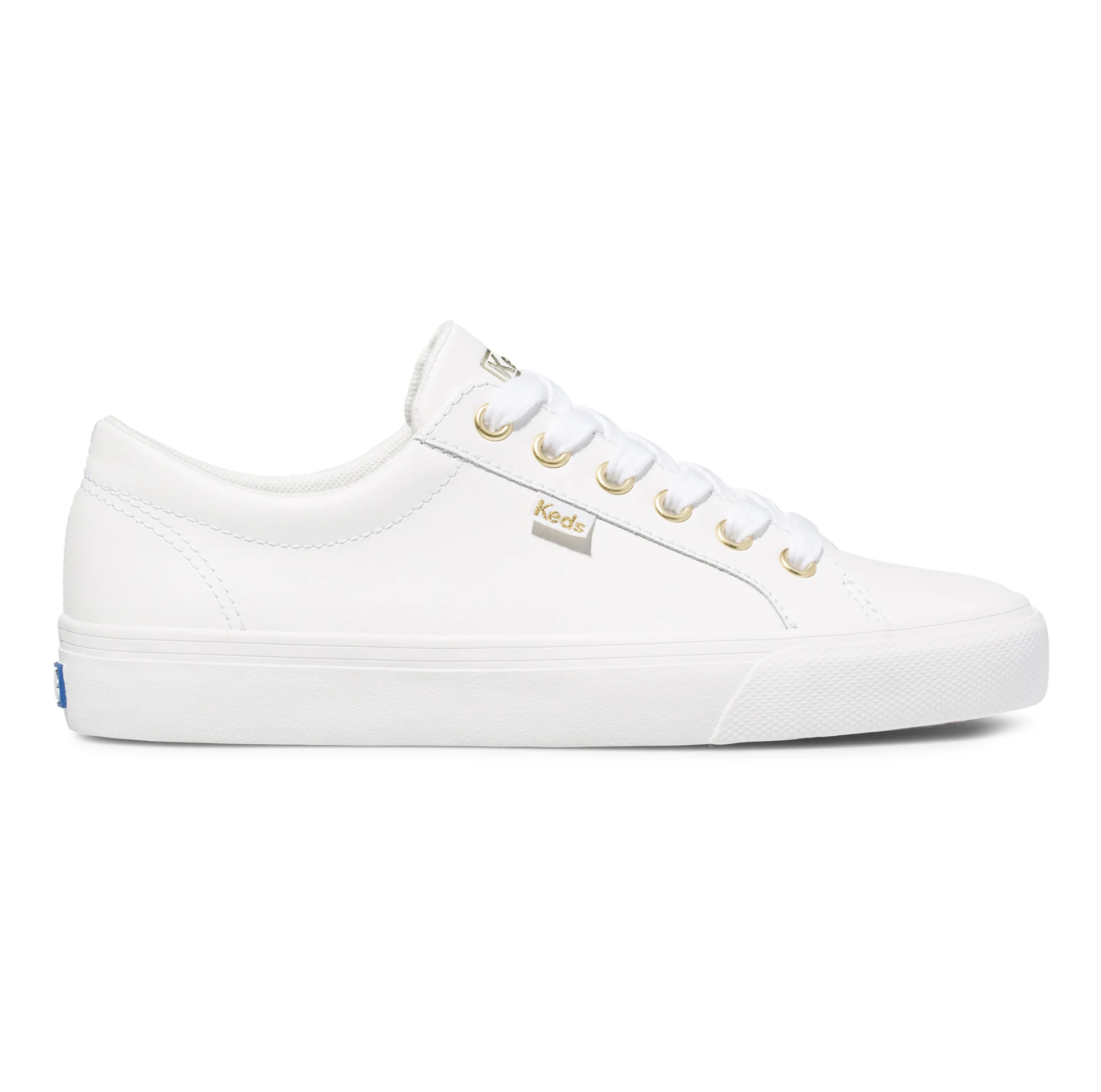 KEDS Jump Kick Leather Lace Up Sneaker White with Gold | Women's Footwear | Gretel Lane