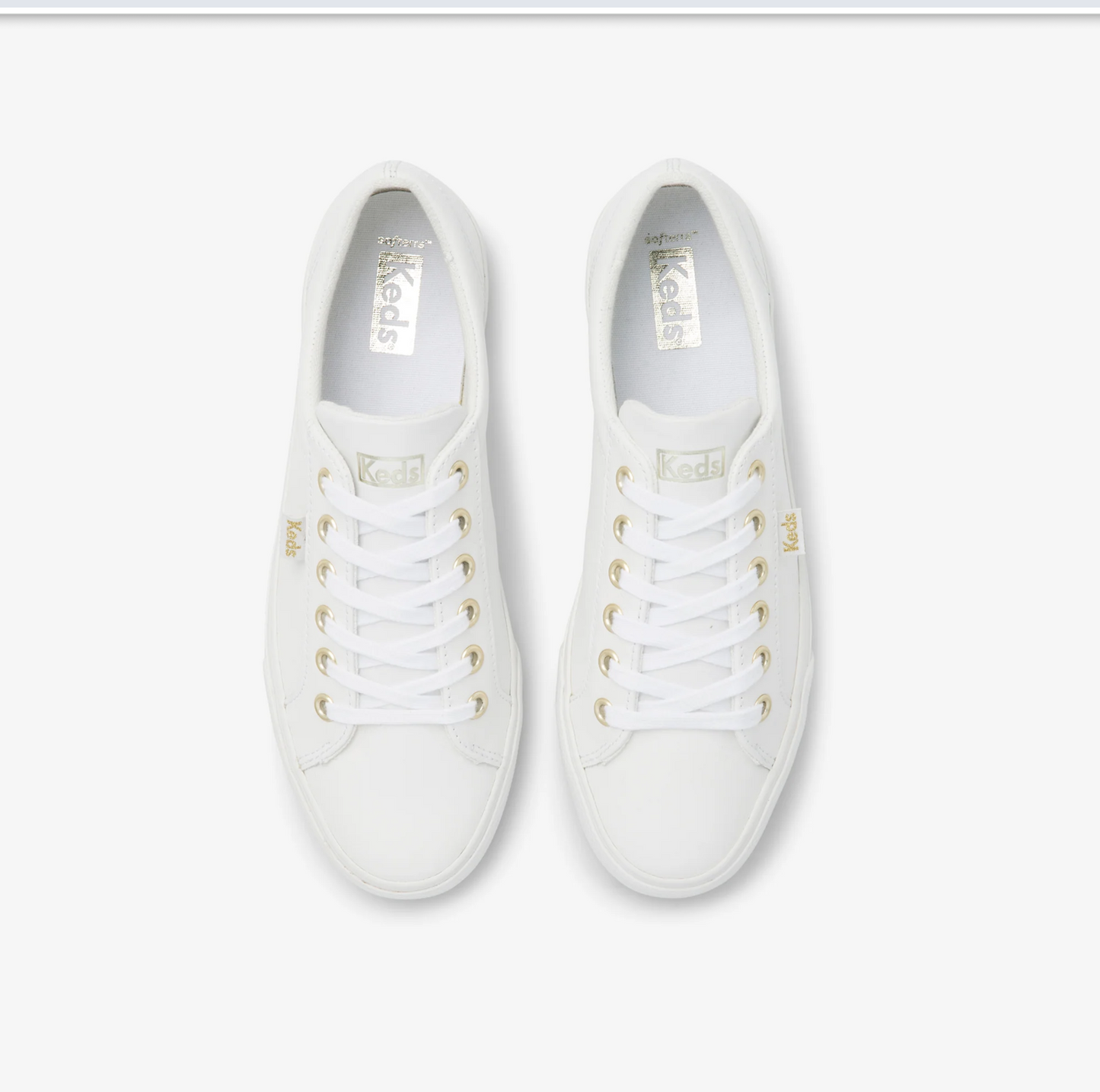 KEDS Jump Kick Leather Lace Up Sneaker White with Gold | Women's Footwear | Gretel Lane