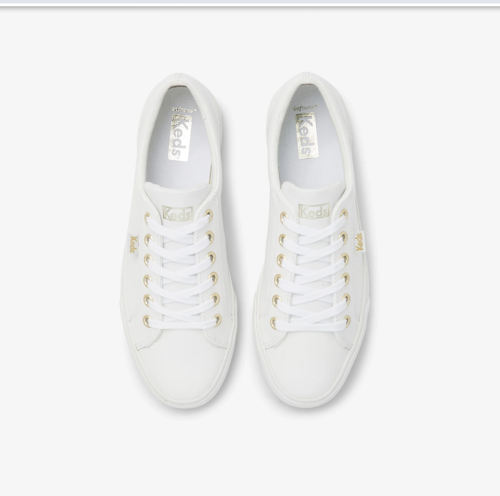 KEDS Jump Kick Leather Lace Up Sneaker White with Gold | Women's Footwear | Gretel Lane