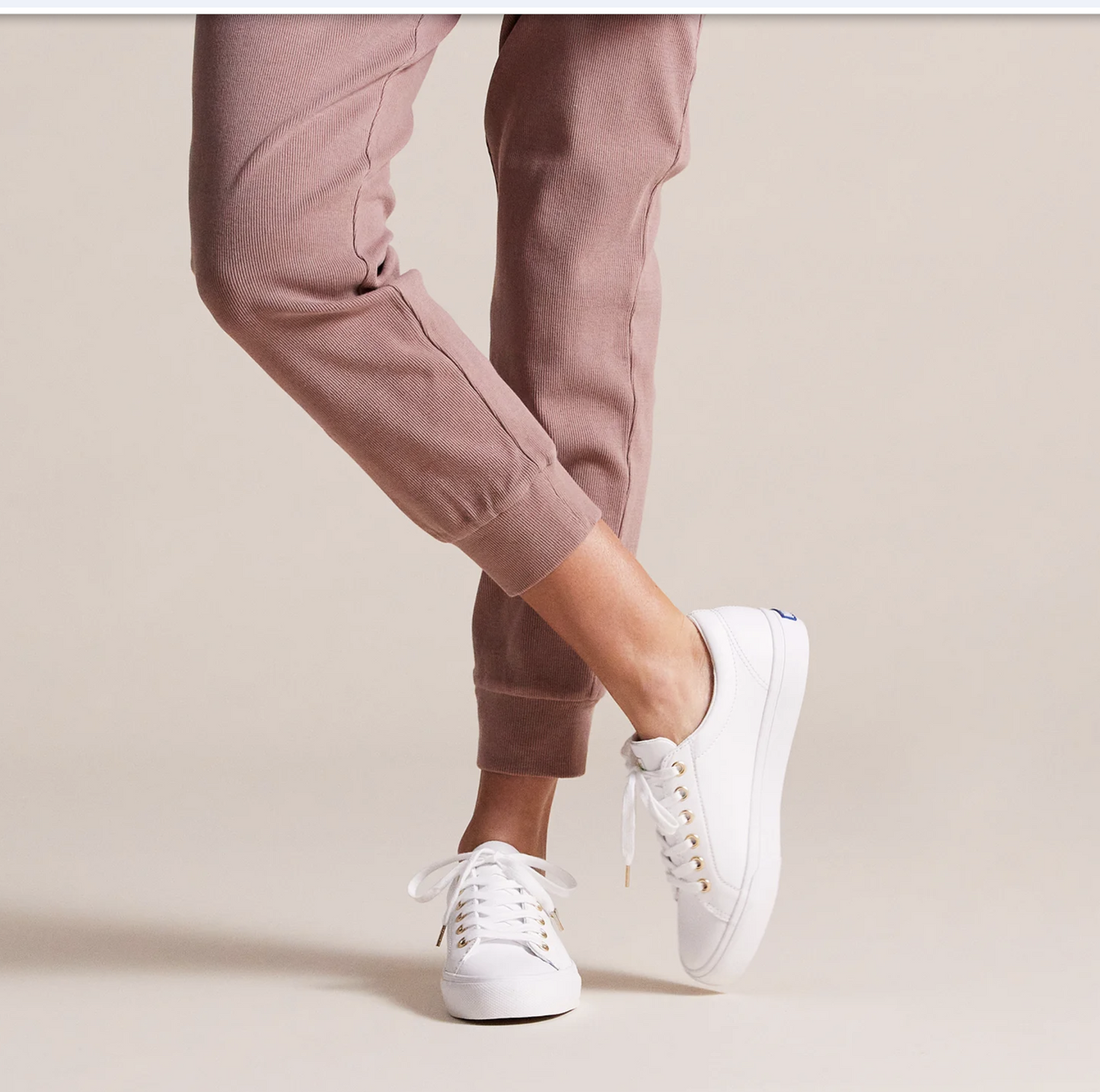 KEDS Jump Kick Leather Lace Up Sneaker White with Gold | Women's Footwear | Gretel Lane