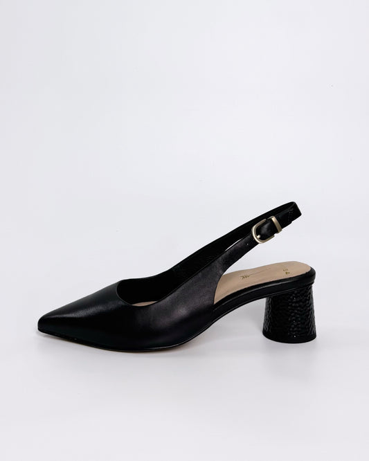 Black Leather Slingback Heel | Gretel Lane