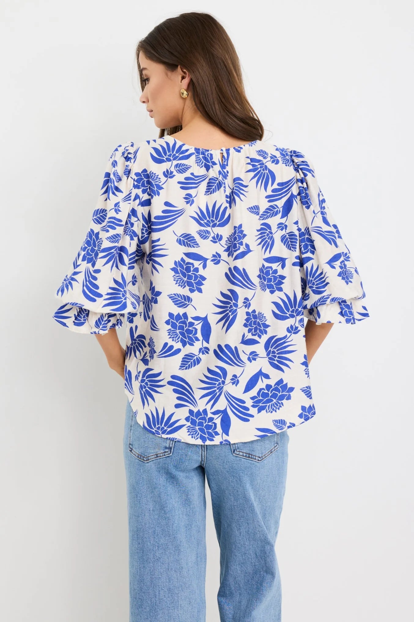 Justify SS Blouson Sleeve Top (Blue Lotus)