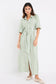 Kindred Puff Sleeve Midi Shirt Dress (Moss Stripe)