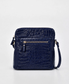 Cobb & Co Kingsley Small Leather Shoulder Bag in Navy Croc | Women's Handbags | Gretel Lane