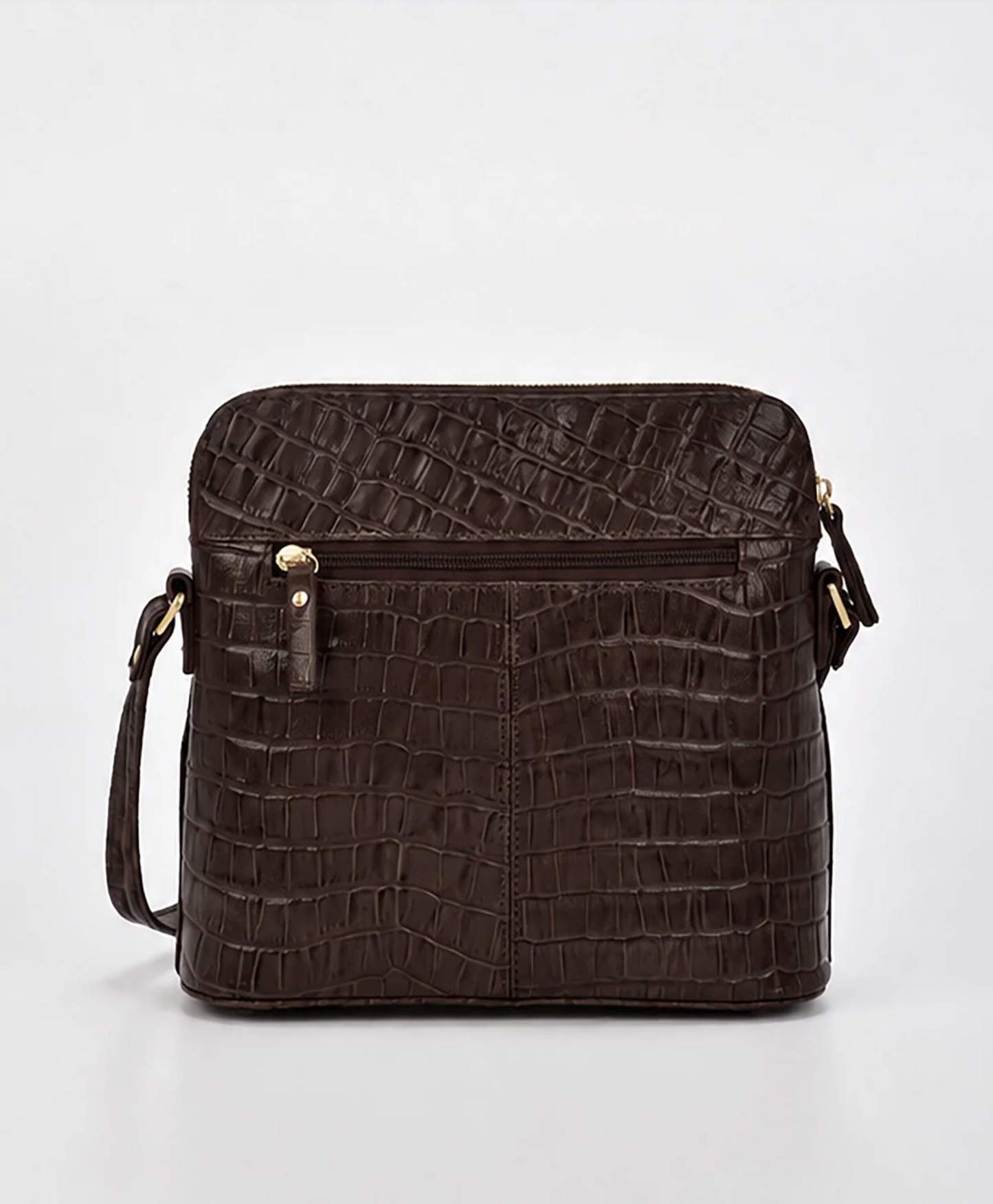 Cobb & Co Kingsley Small Shoulder Bag in Chocolate Croc Leather | Women's Handbag | Gretel Lane
