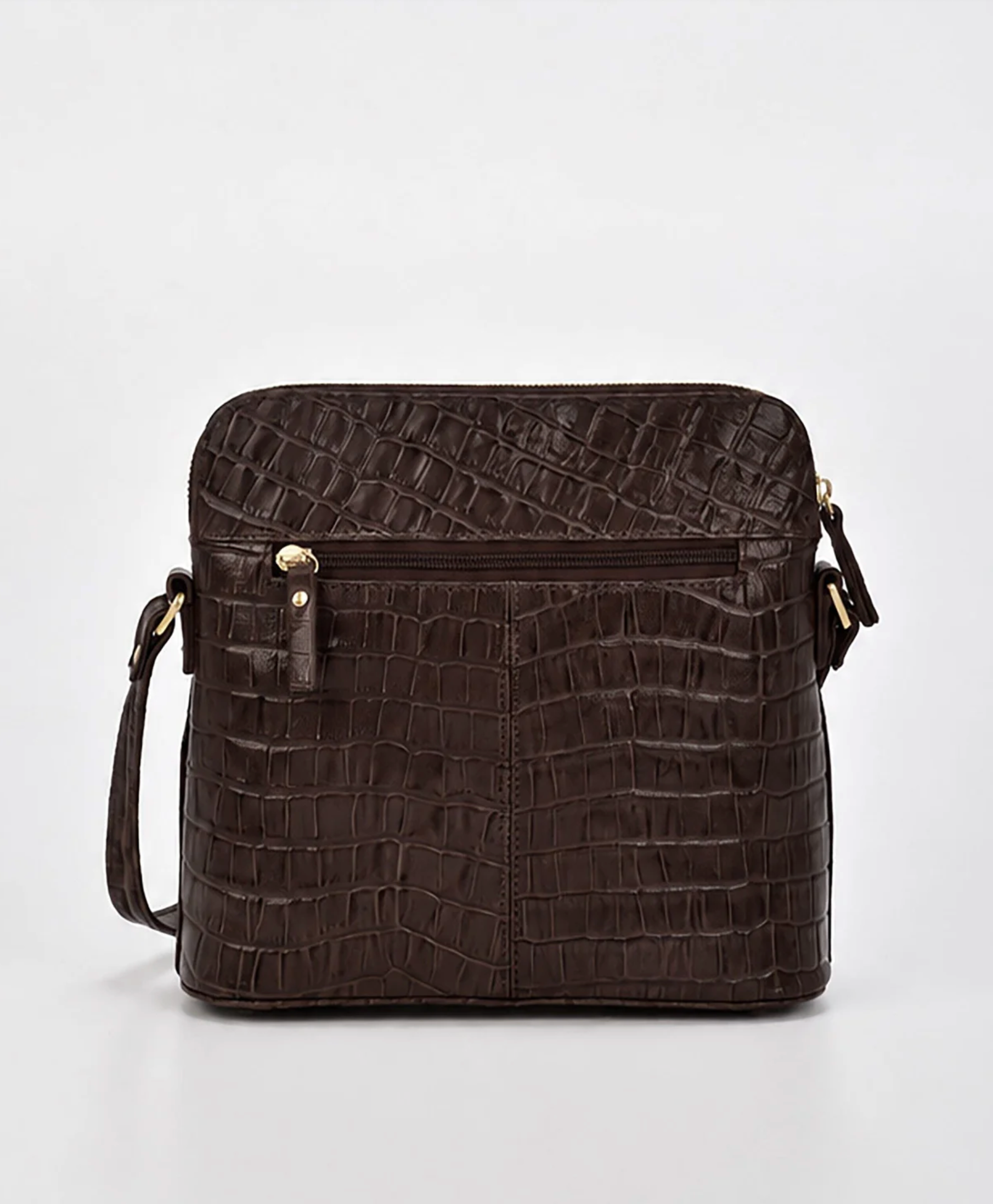 Cobb & Co Kingsley Small Shoulder Bag in Chocolate Croc Leather | Women's Handbag | Gretel Lane