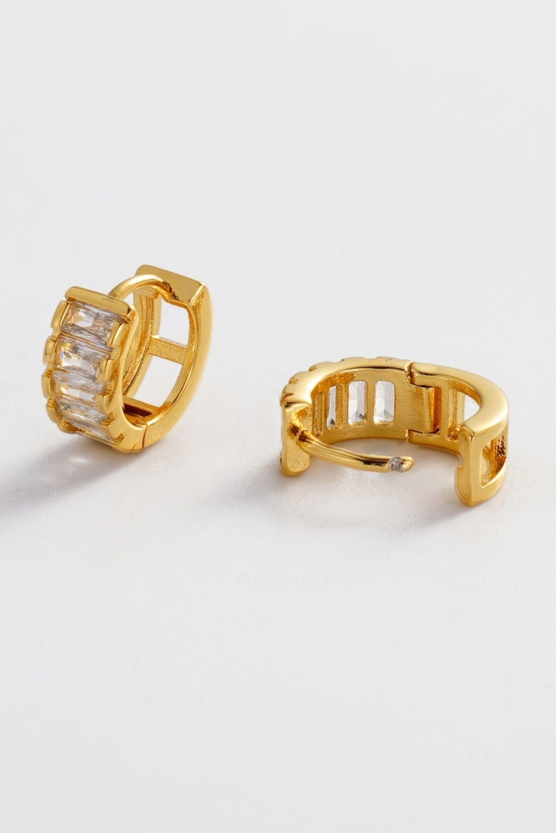 Zafino Clear Crystal Kira Huggie Earrings in Gold | Gretel Lane