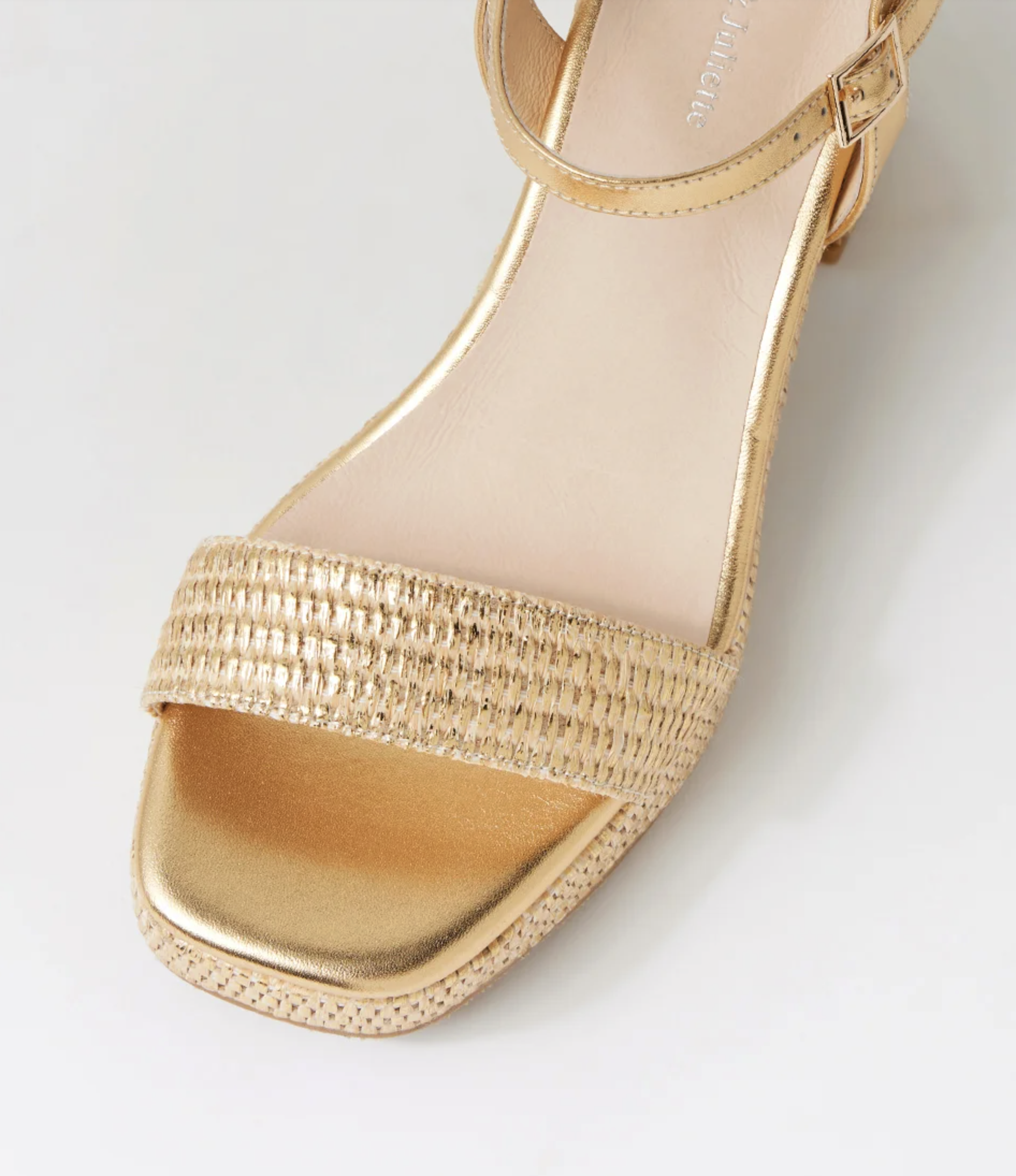 Django & Juliette Kondry Raffia Platform Heel Sandal Gold | Women's Heels | Gretel Lane