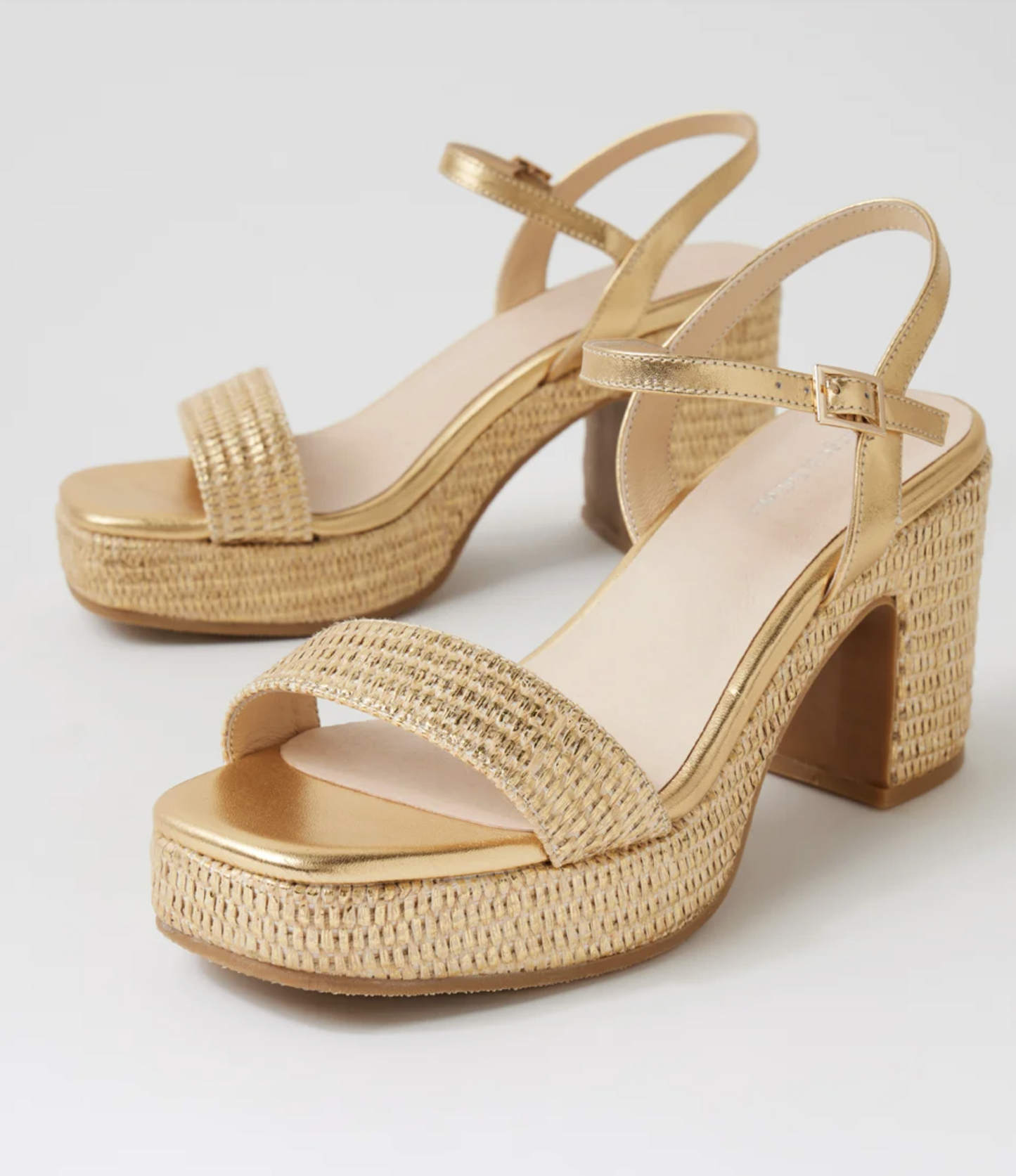 Django & Juliette Kondry Raffia Platform Heel Sandal Gold | Women's Heels | Gretel Lane