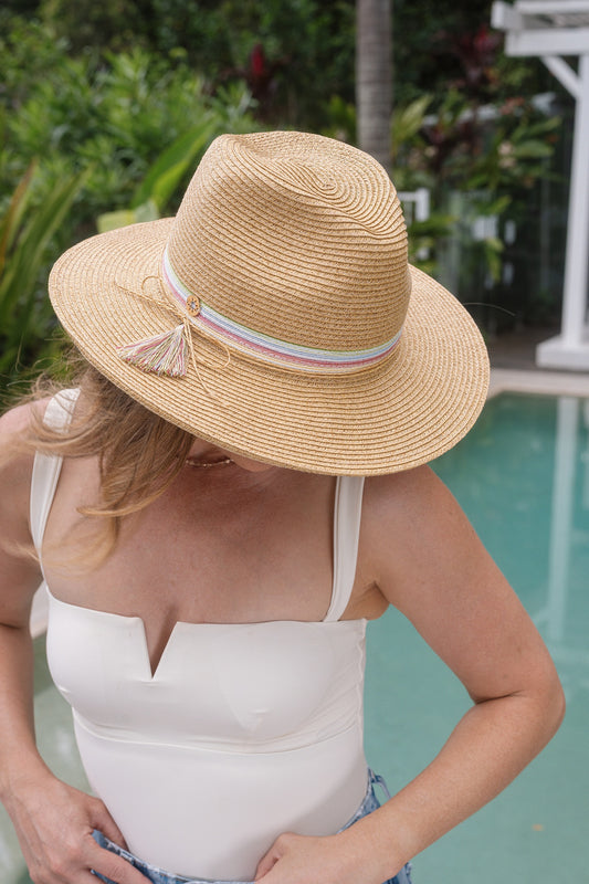 Kylie Panama Coloured Stripes w Tassel