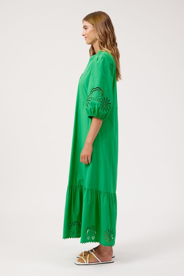 HAVEN Larissa Broderie Tiered Maxi Dress Green | Women's Clothing | Gretel Lane