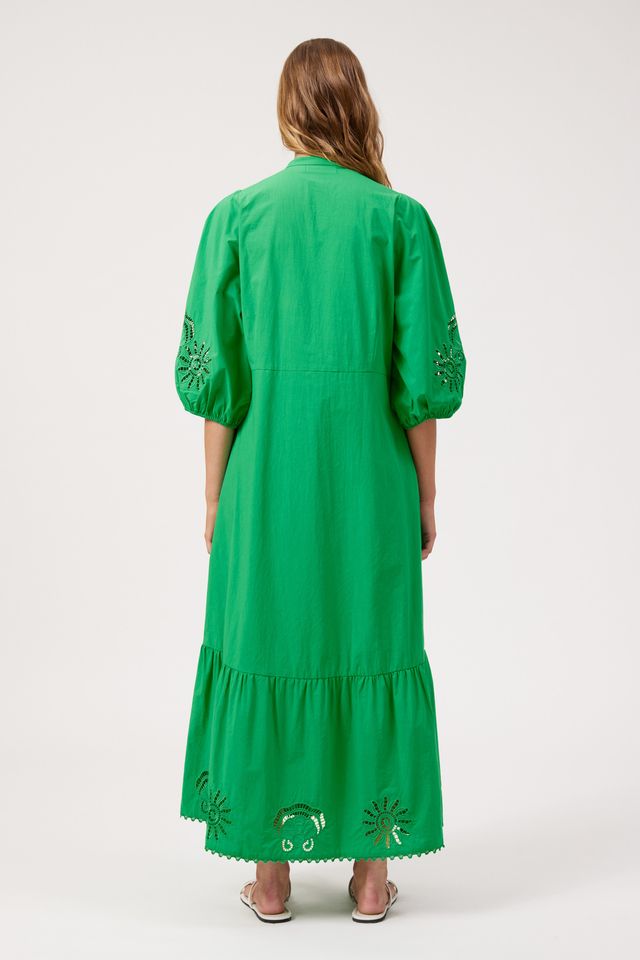 HAVEN Larissa Broderie Tiered Maxi Dress Green | Women's Clothing | Gretel Lane