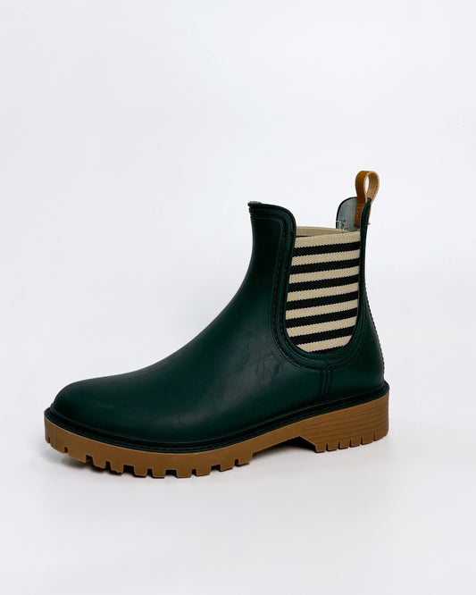 Diana Ferrari Dark Green Stripe Gumboot | Gretel Lane