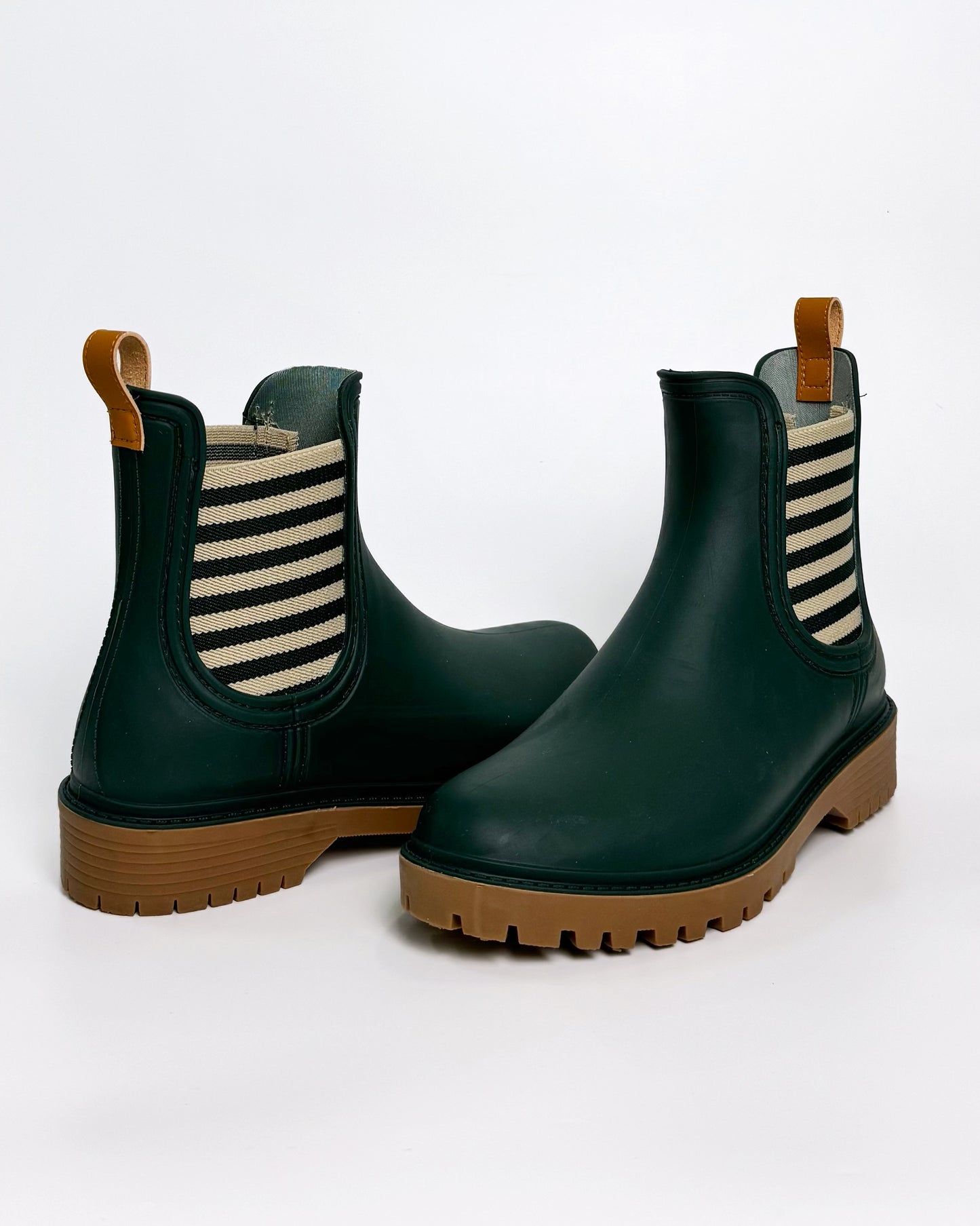 Diana Ferrari Dark Green Stripe Gumboot | Gretel Lane