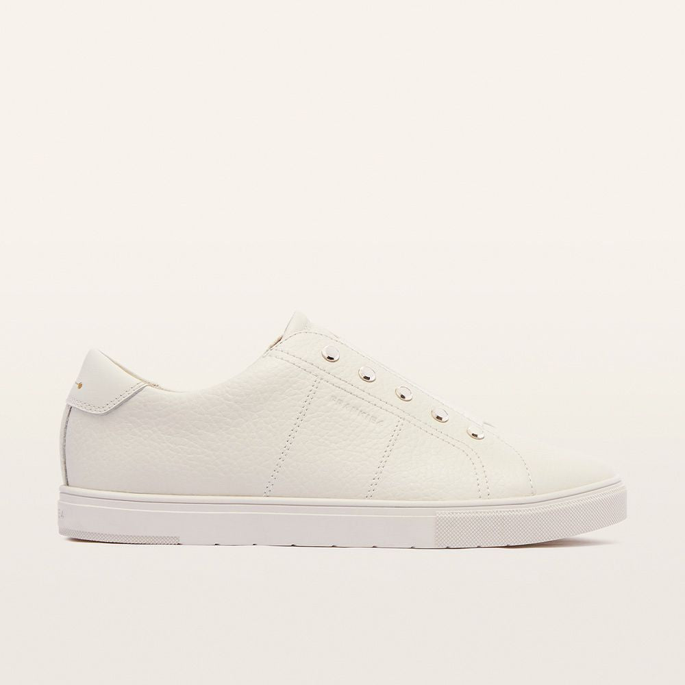 White Women's Leather Pull On Sneaker | Gretel Lane