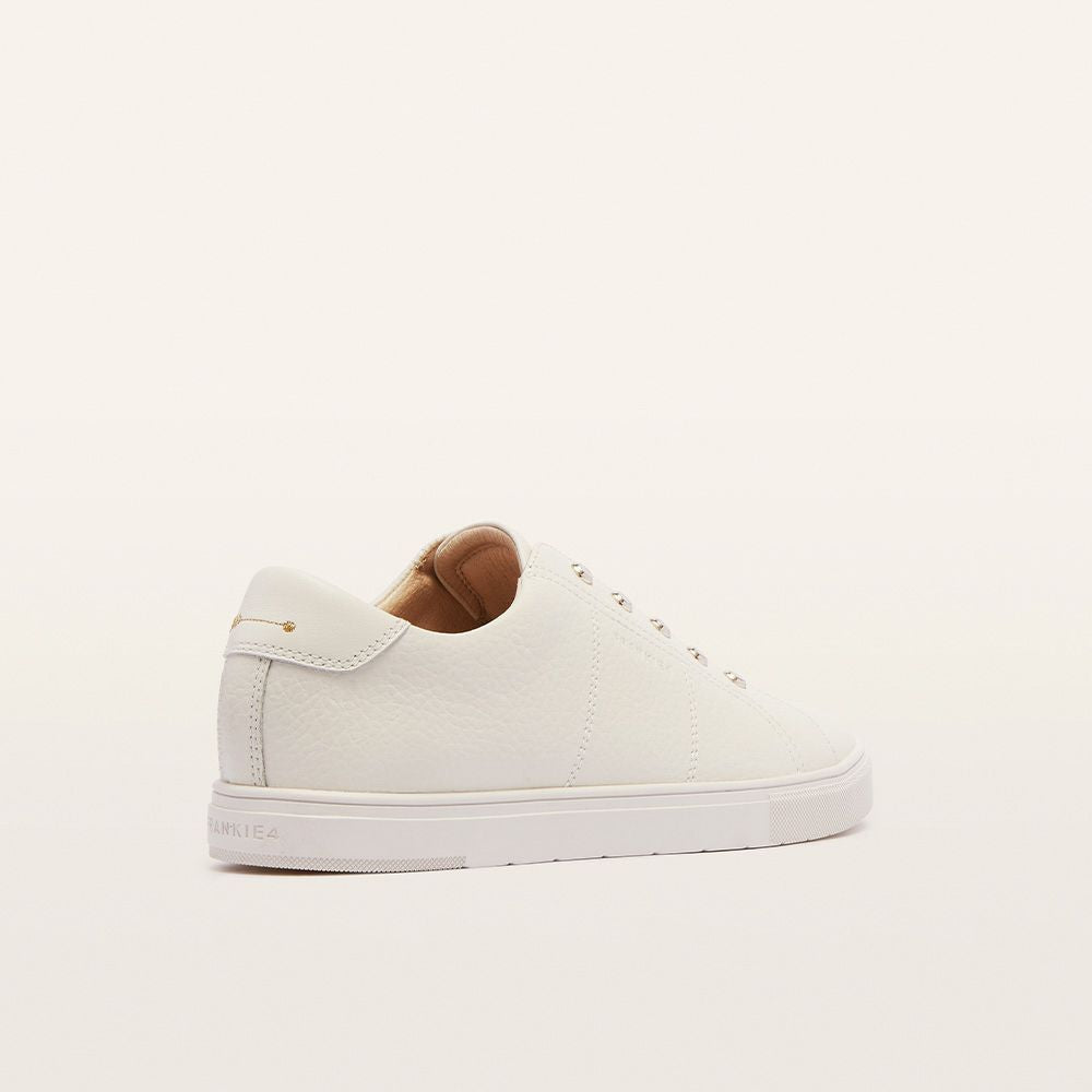 White Women's Leather Pull On Sneaker | Gretel Lane