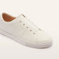 White Women's Leather Pull On Sneaker | Gretel Lane