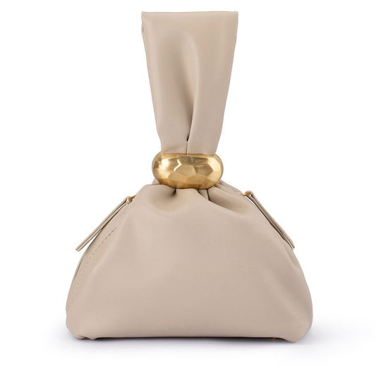 Olga Berg Women's Beige Vegan Leather Clutch Bag | Gretel Lane