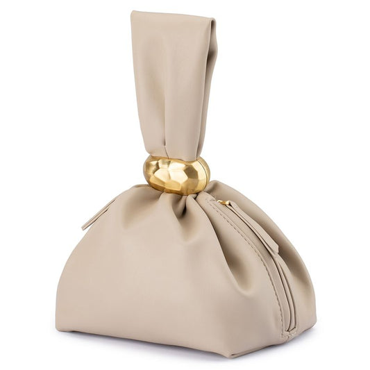 Olga Berg Women's Beige Vegan Leather Clutch Bag | Gretel Lane