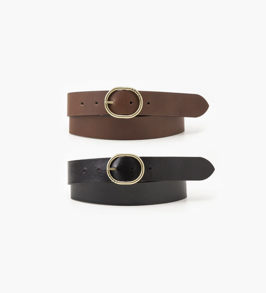 Levi Women's Reversible Belt in Black and Brown | Gretel Lane