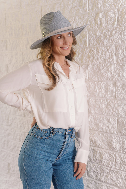 Lily Panama Grey w Leather Band