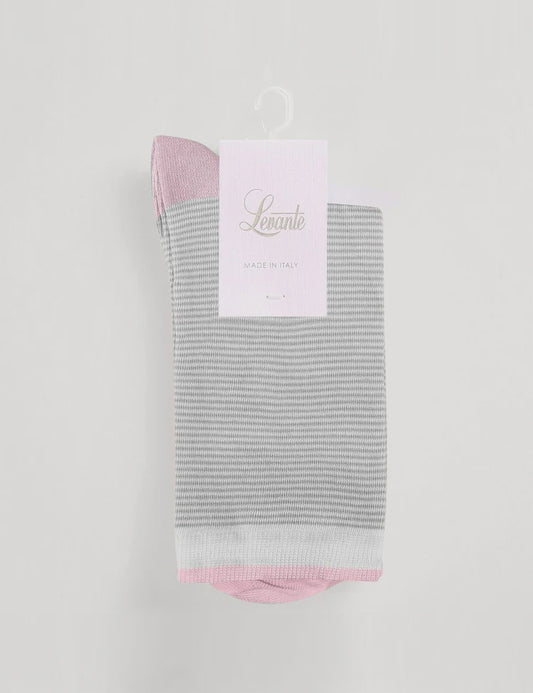 Lina Fine Stripe Crew Sock (Grey Marle)