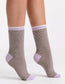 Levante Lina Fine Stripe Cotton Crew Sock in Espresso | Women's Socks | Gretel Lane