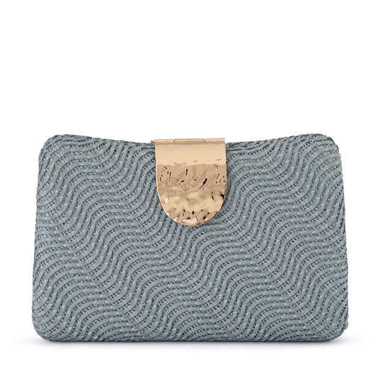 Olga Berg Women's Blue Woven Vegan Leather Clutch Bag | Gretel Lane