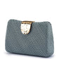 Olga Berg Women's Blue Woven Vegan Leather Clutch Bag | Gretel Lane
