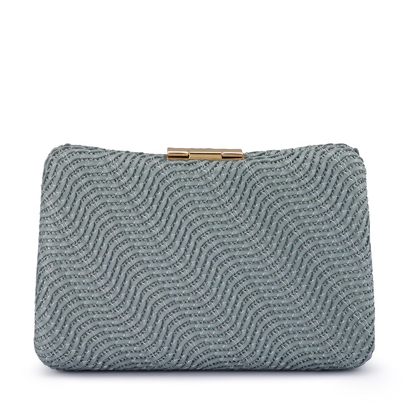 Olga Berg Women's Blue Woven Vegan Leather Clutch Bag | Gretel Lane