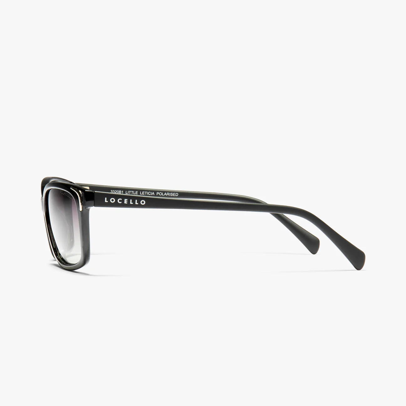 Locello Little Leticia Rectangular Polarised Sunglasses Black | Women's Sunglasses | Gretel Lane