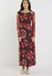 Among the Brave Location Mesh Boatneck Maxi Dress in Chocolate/Red Floral | Women's Dresses | Gretel Lane