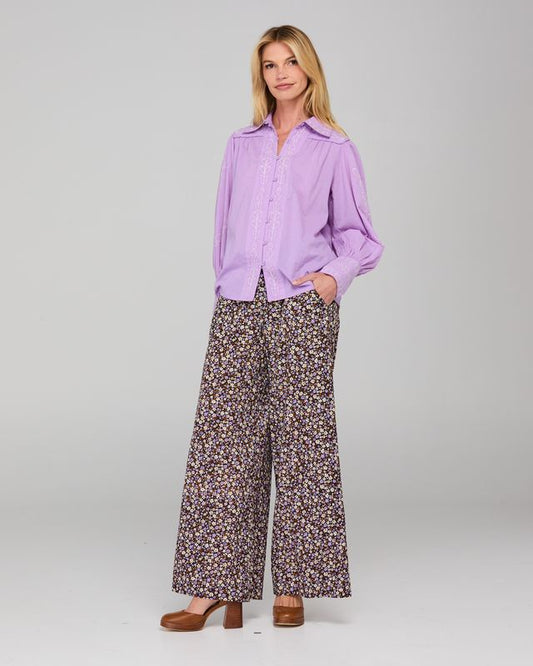 Boom Shankar Women's Purple Floral Print Luca Pant | Gretel Lane