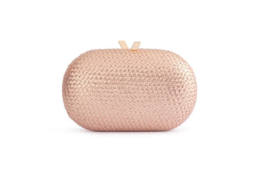 Lucia Woven Oval Clutch (Rose)