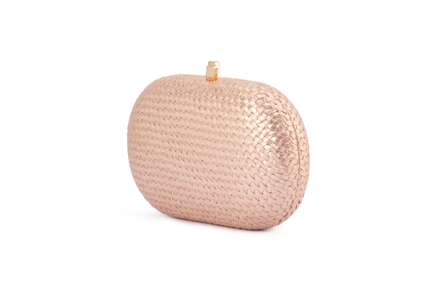 Lucia Woven Oval Clutch (Rose)