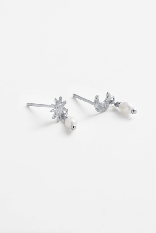 Zafino Luna Mismatched Pearl Drop Earring Silver | Women's Jewellery | Gretel Lane