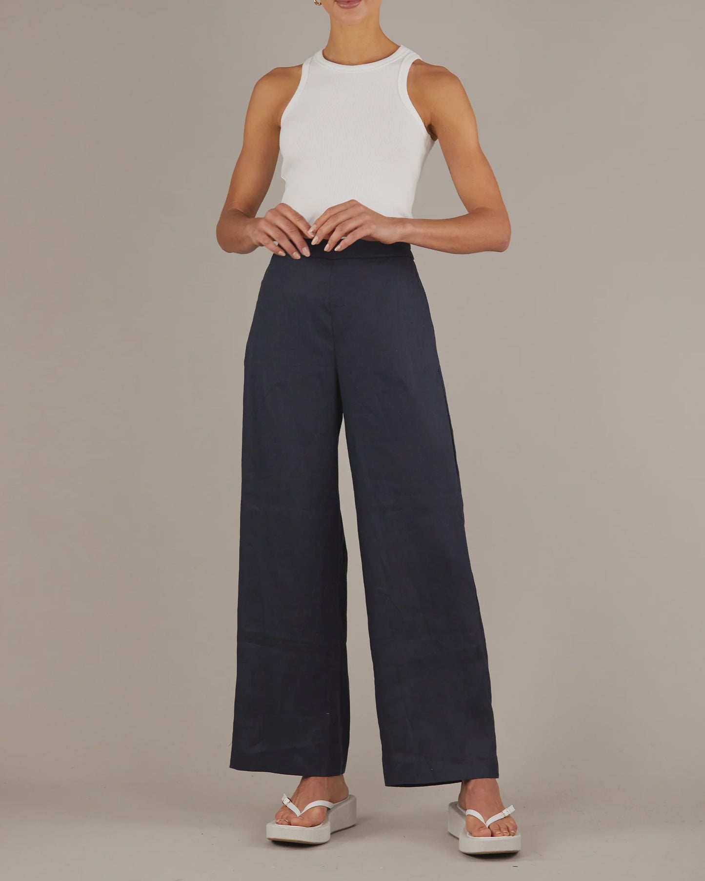 Mabel Linen Pant (Navy)