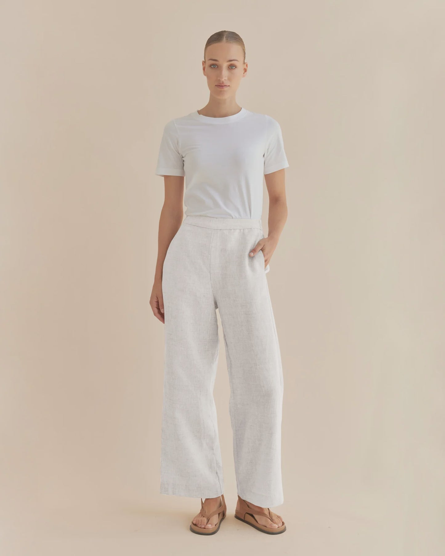 Mabel Linen Pant (White)