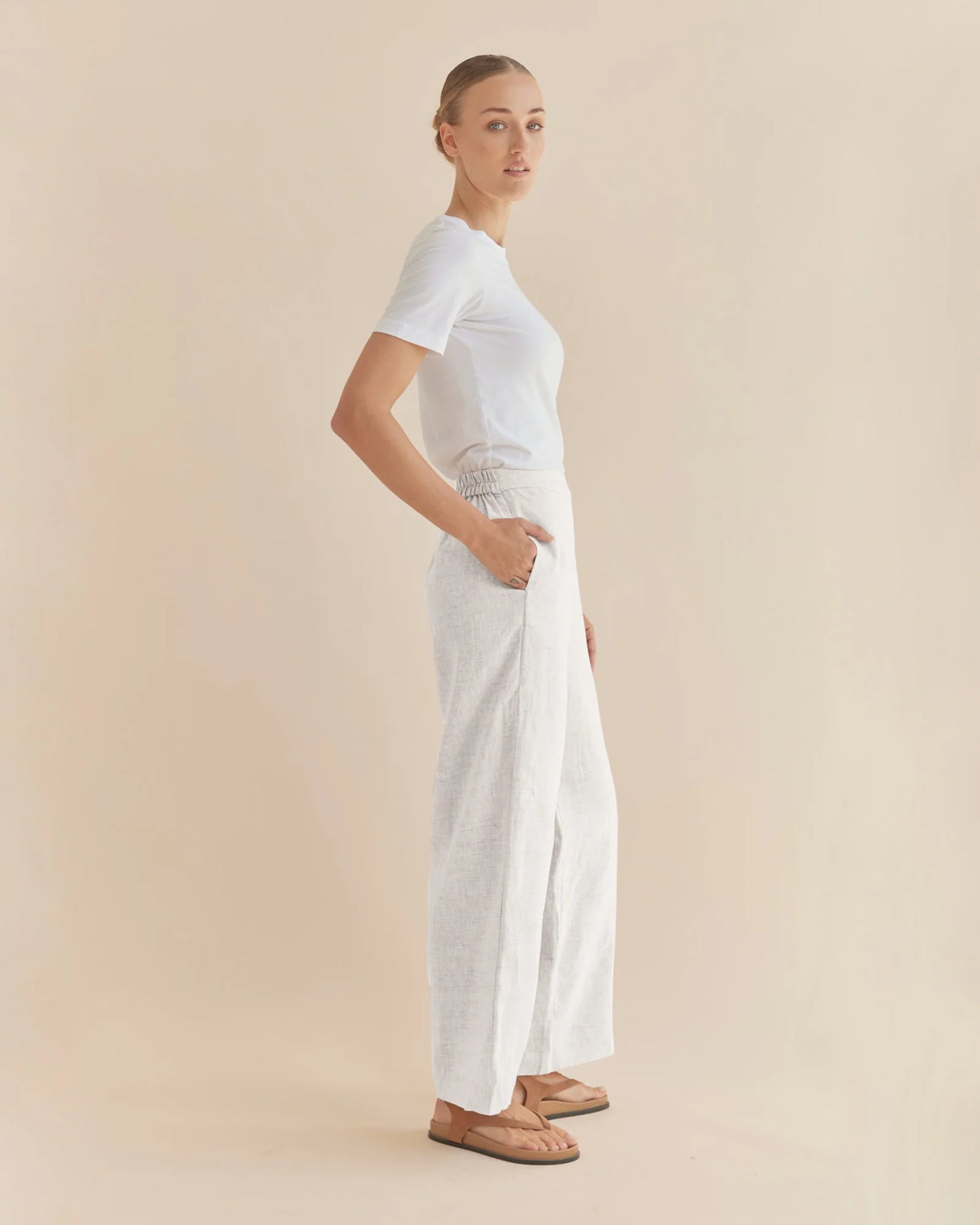 Mabel Linen Pant (White)