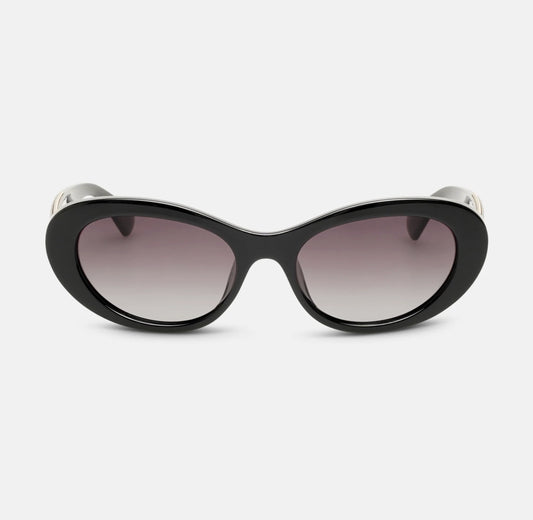Locello Macey Women's Oval Polarised Sunglasses Black | Women's Sunglasses | Gretel Lane