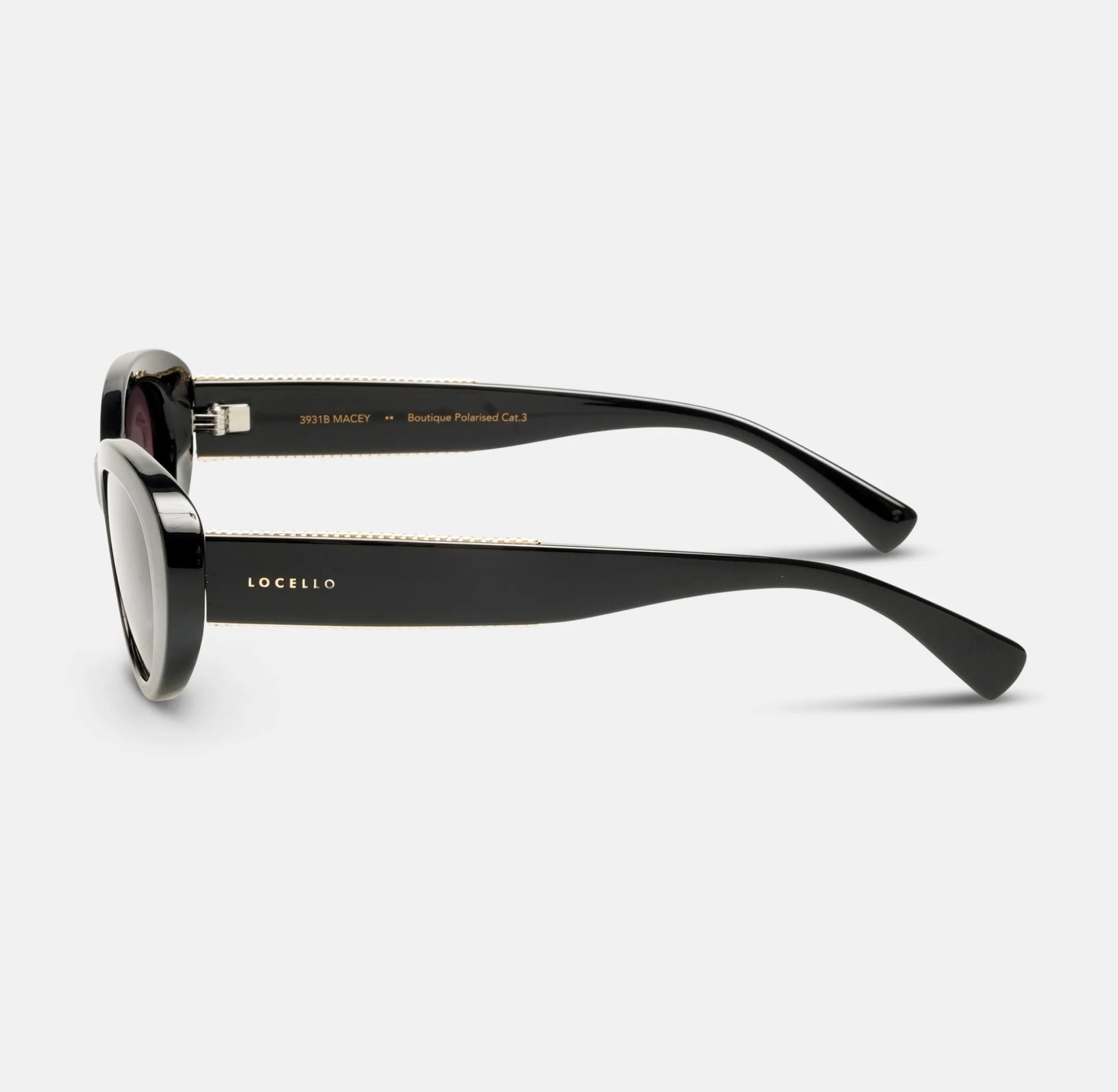 Locello Macey Women's Oval Polarised Sunglasses Black | Women's Sunglasses | Gretel Lane