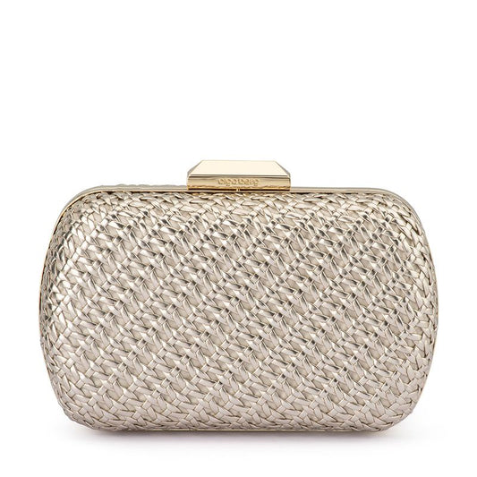 Women's Gold Vegan Leather Textured Clutch Bag | Olga Berg | Gretel Lane
