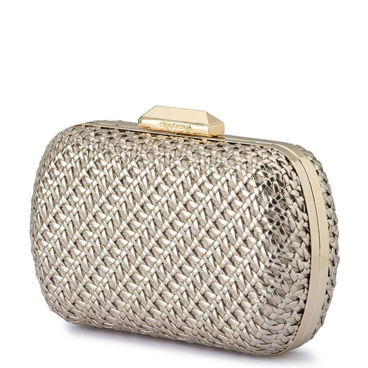 Women's Gold Vegan Leather Textured Clutch Bag | Olga Berg | Gretel Lane
