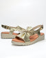 Women's Gold Leather Sandal with Bow | Gretel Lane