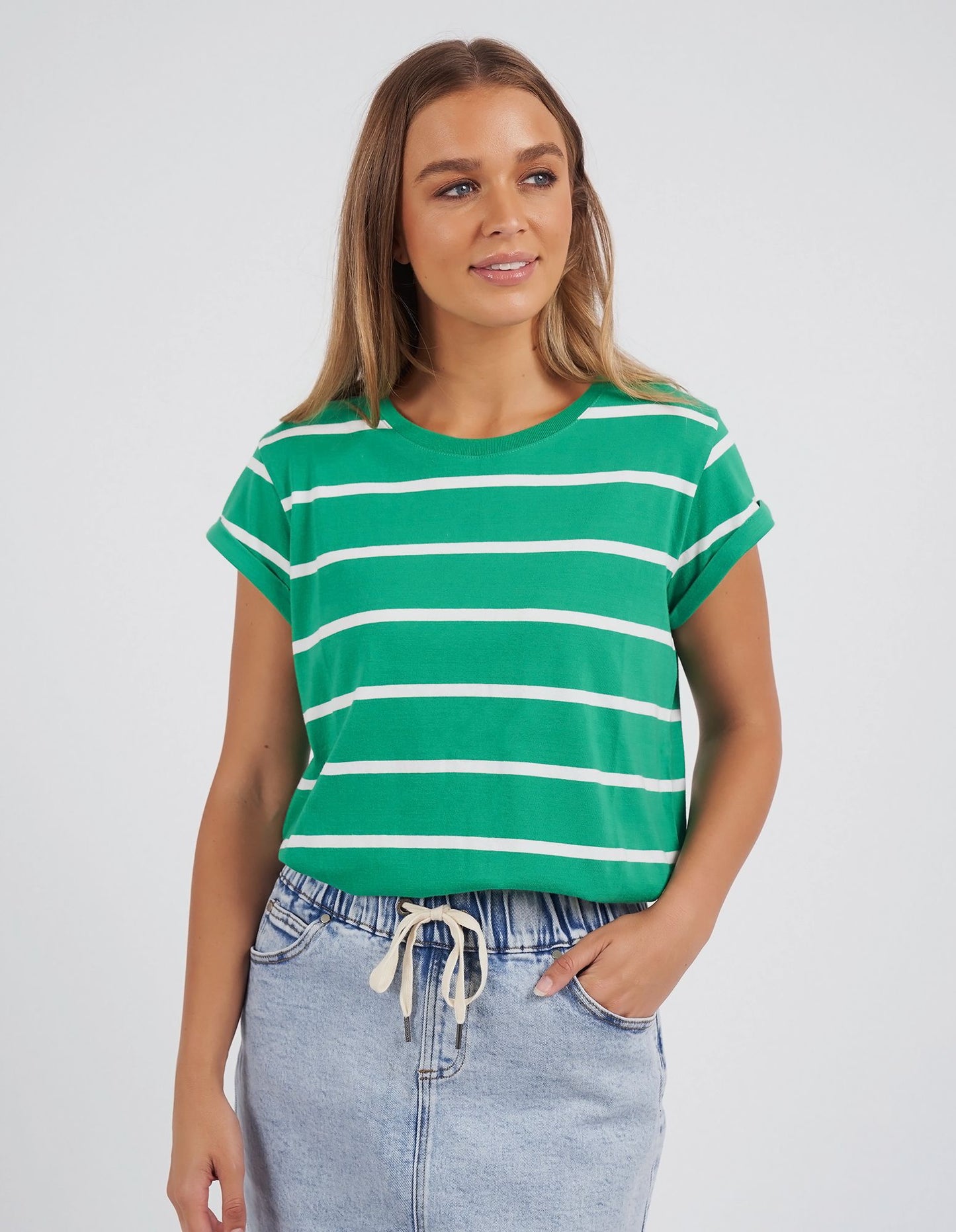 Manly Stripe Tee (Green/White Stripe)