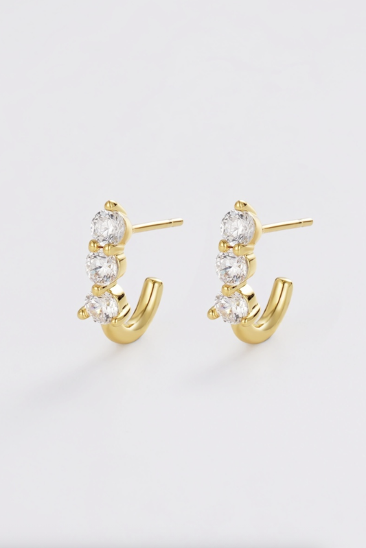 Zafino Mara Crystal Huggie Earrings Gold | Women's Gold Earrings | Gretel Lane